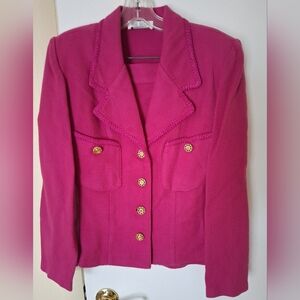 Elegant Hugo Buscati Milano Deep Pink Vintage 2 Piece Suit with Gold Buttons